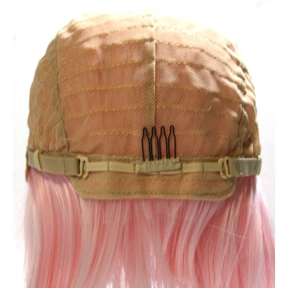 Womens Pink Short Straight Med Bob Wig Hair Party Synthetic Cosplay Lace Front - Picture 9 of 10